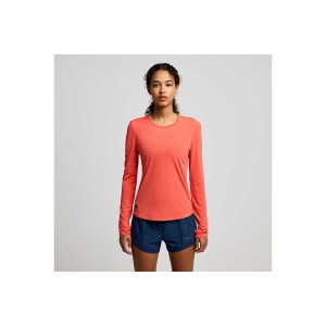 Saucony Stopwatch Long Sleeve Μπλούζα Με Λαιμόκοψη Γυναικεία (SAW800486-CEH)