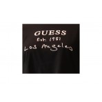 Guess Γυναικείο Κοντομάνικο Crop Top T-Shirt Μαύρο