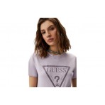 Guess Γυναικείο Κοντομάνικο T-Shirt Λιλά