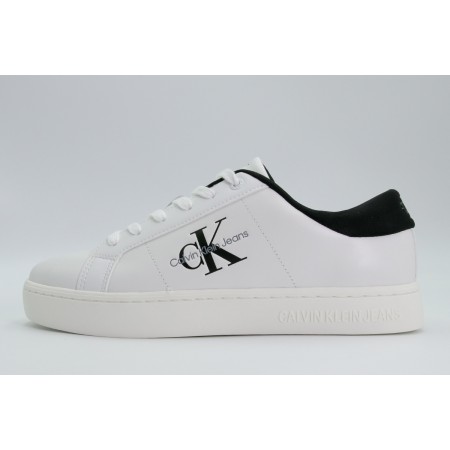 Calvin Klein Ανδρικά Δερμάτινα Sneakers Λευκά, Μαύρα