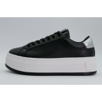 Calvin Klein Γυναικεία Δερμάτινα Sneakers με Πλατφόρμα Μαύρα, Λευκά